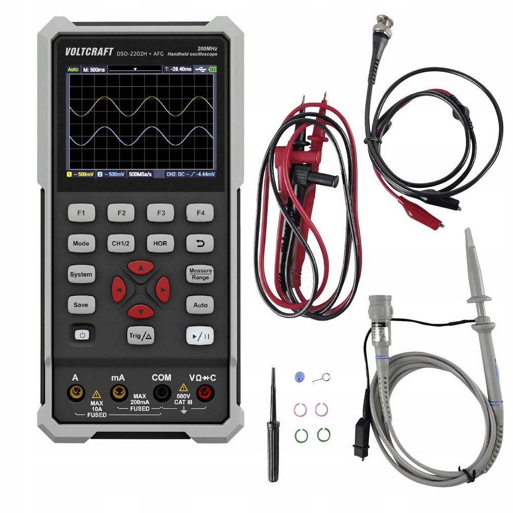 Oscyloskop MULTIMETR cyfrowy mobilny ręczny USB 200 MHz 1 GSa/s VOLTCRAFT