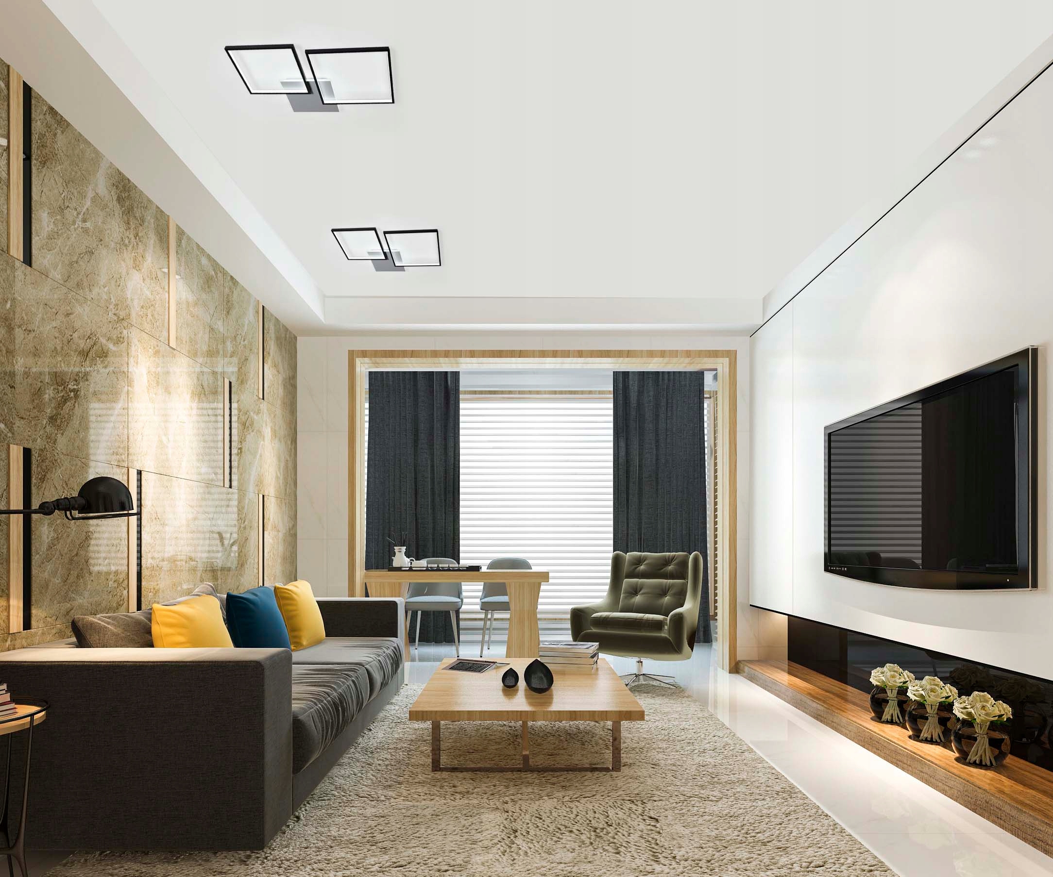 Lampa HELSINKI II sufit kwadrat żyrandol Smart Home LED Tuya Wobako