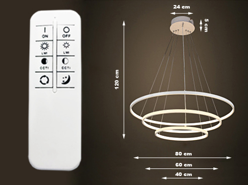 Wobako Silva V ring Led okręgi lampa wisząca 40 + 60 + 80CM