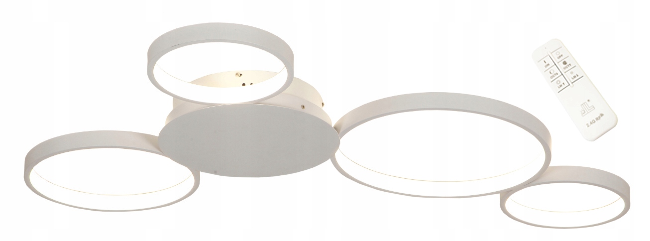 Lampa LED do jadalni biała ring z pilotem Noemia Flat Wobako