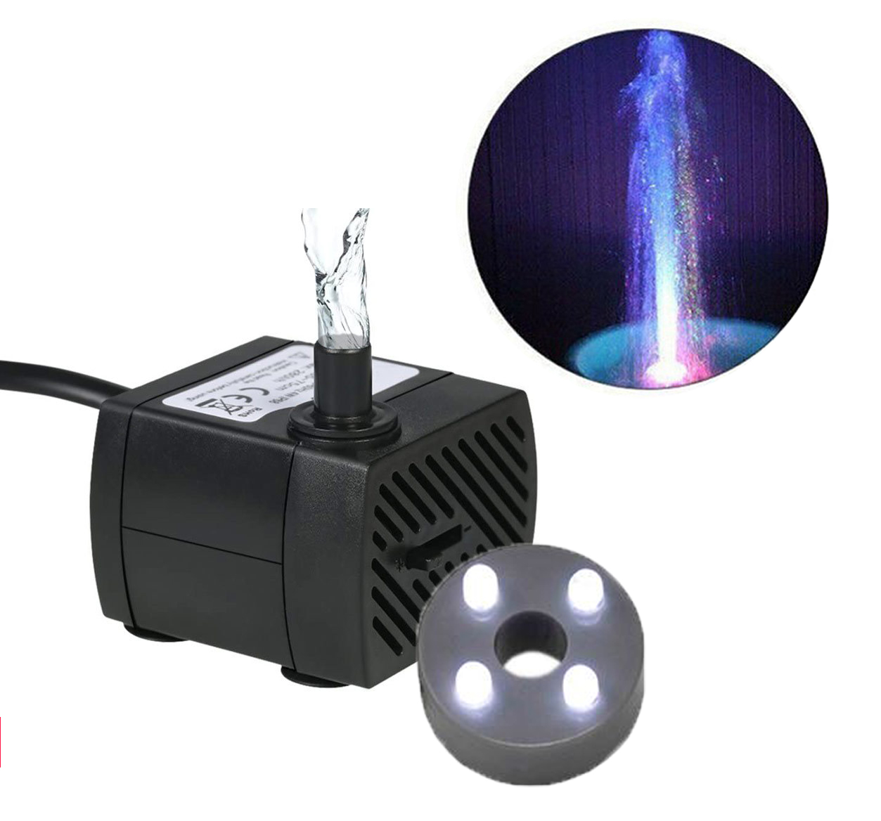 Pompka do Fontann z Regulacją Przepływu i Oświetleniem LED - 180 l/h, 50 cm