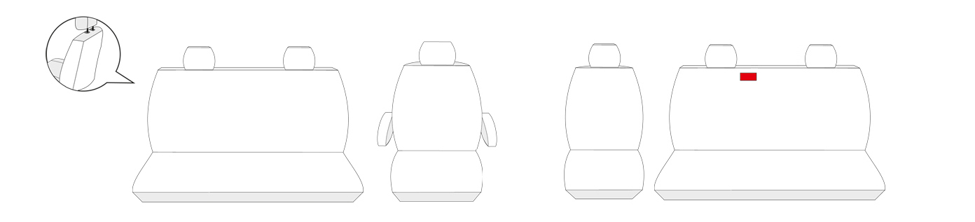 Pokrowce na fotele szyte na miarę do VW T-6 BUS 6-os. (1+2, 2+1) 2015-