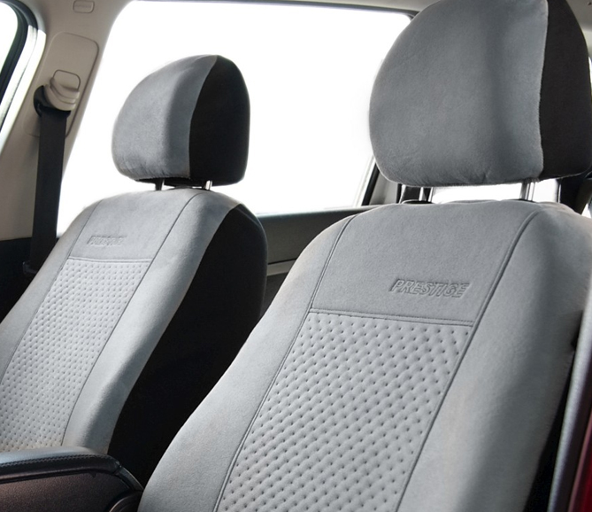 Pokrowce z alcantary na fotele samochodowe PRESTIGE Szare do BMW 5