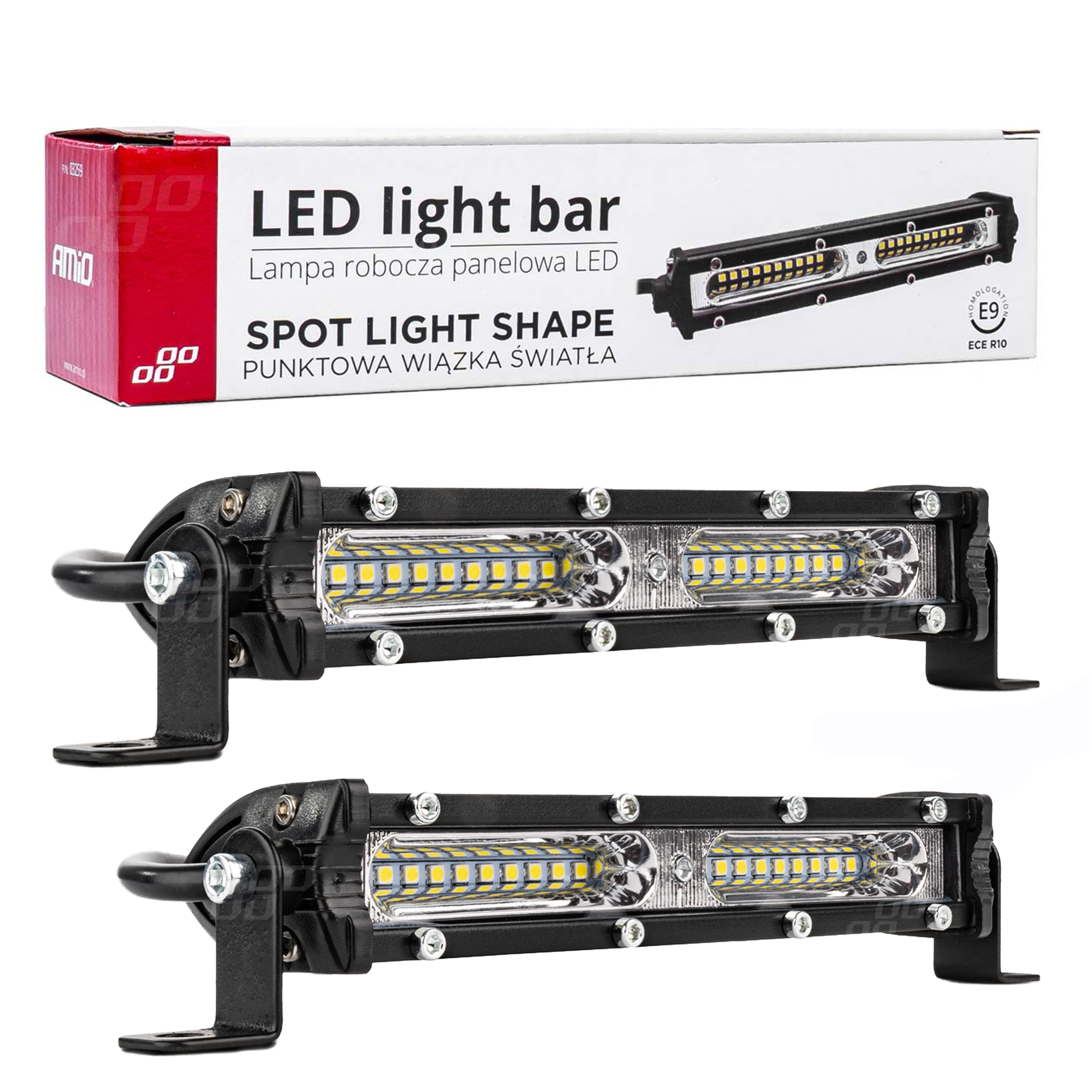 2x Lampa robocza LED Panelowa slim BAR 18cm 54W AMIO-03259 AWL48 9-36V
