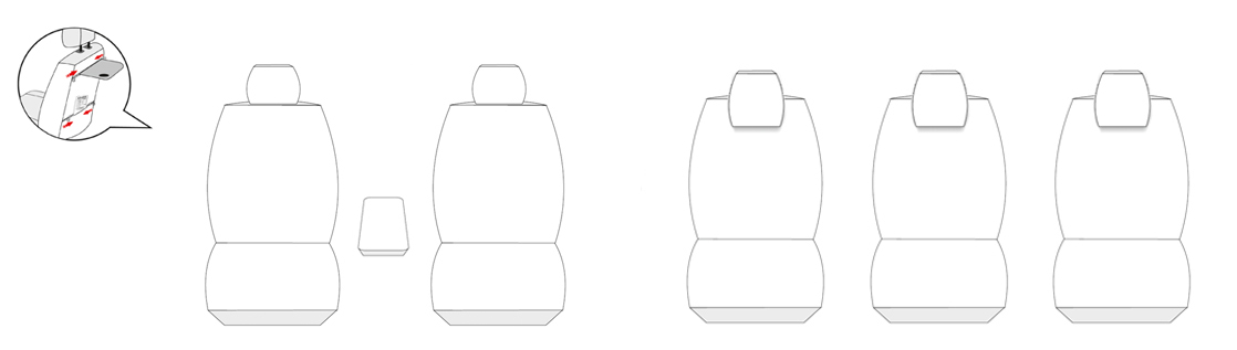 Pokrowce na fotele szyte na miarę do VW Sharan II - 5-osobowy od 2010r