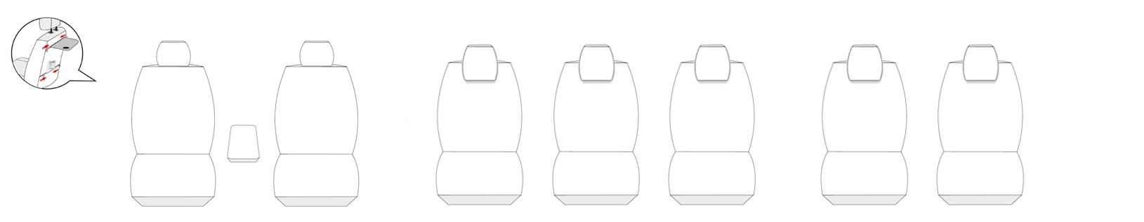 Pokrowce na fotele szyte na miarę do VW Sharan II - 7-osobowy od 2010r