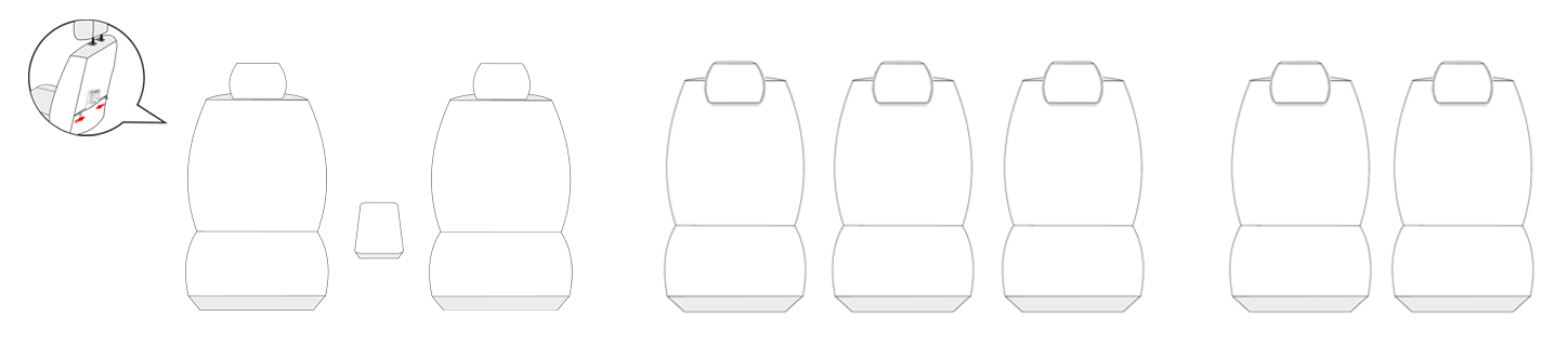 Pokrowce na fotele szyte na miarę do Opel Zafira C / Tourer 7-os. 2011-
