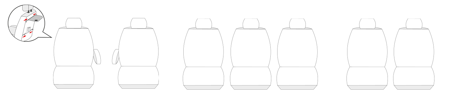 Pokrowce na fotele szyte na miarę do Alhambra I Galaxy I II Sharan I 7-os.