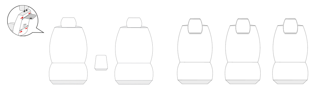 Pokrowce na fotele szyte na miarę do VW Sharan II - 5-osobowy od 2010r