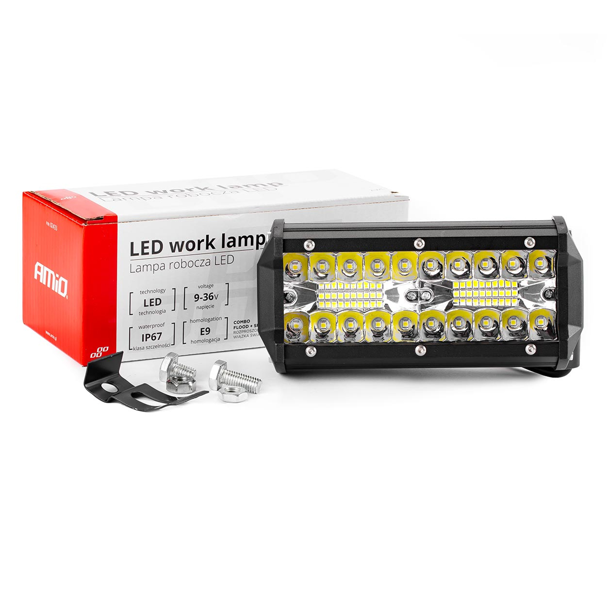 2x Lampa robocza LED halogen Szperacz 120W AMIO-02433 40LED AWL19 12V/24V