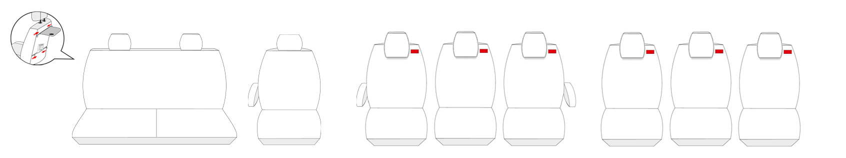 Pokrowce na fotele szyte na miarę do Ford Transit Custom 9-os. (6x1) 2014-