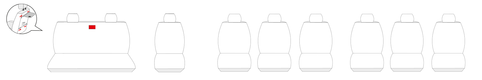 Pokrowce na fotele szyte na miarę do Trafic II Vivaro A I 9-os. (2+1, 6x1)