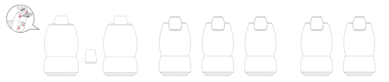 Pokrowce na fotele szyte na miarę do VW Sharan II - 7-osobowy od 2010r