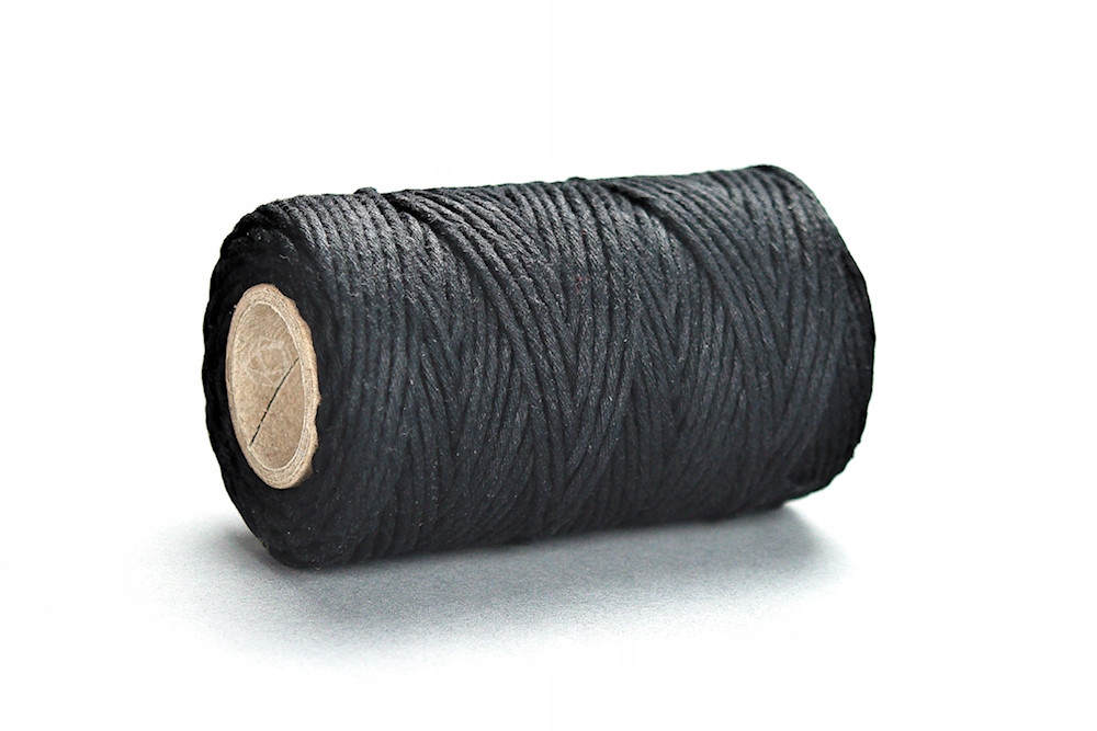 SZNUREK bawełniany czarny 2mm 100g 50m