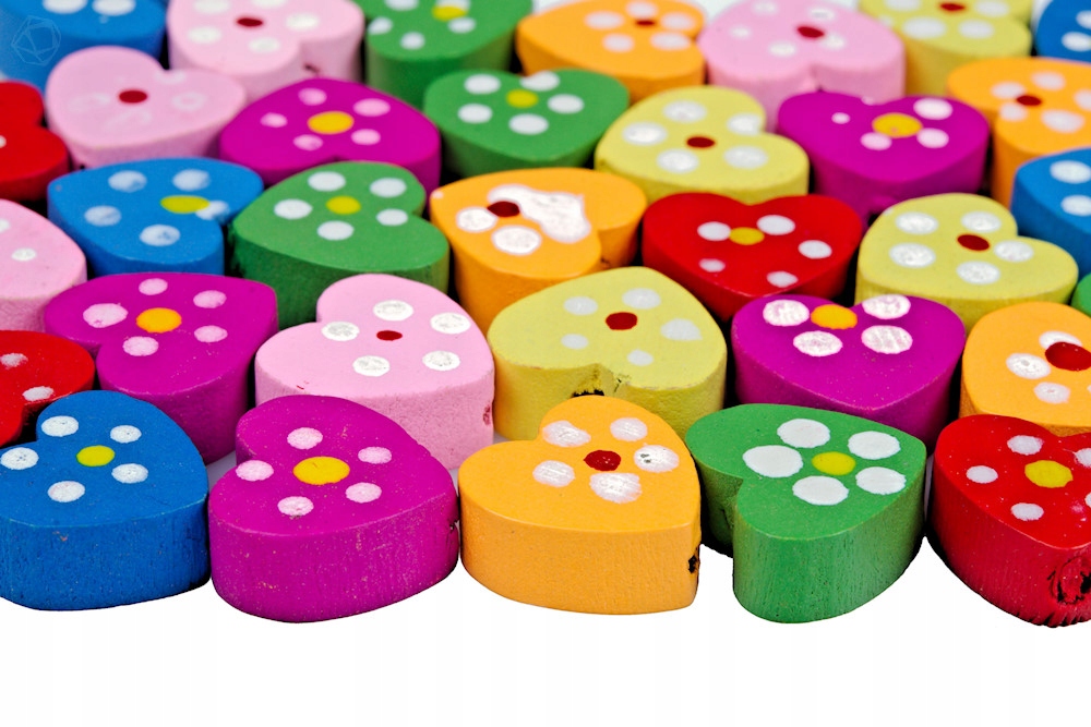 Drewniane koraliki SERCE 12mm żółty 10szt.