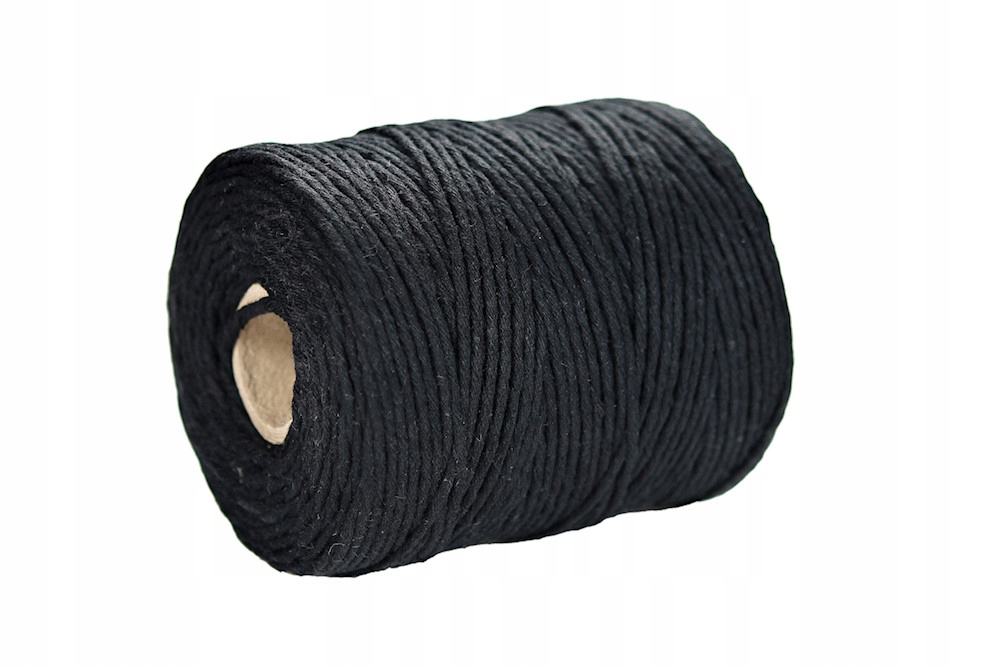 SZNUREK bawełniany czarny 2mm 250g 135m