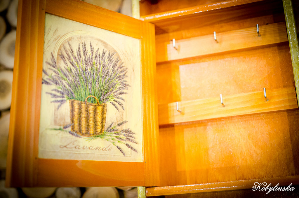 Szafka na KLUCZE retro decoupage PL 9 haczyków