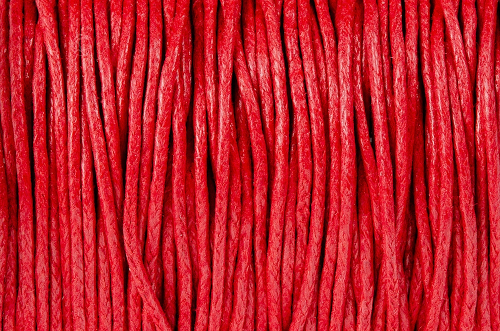 SZNUREK bawełniany woskowany 1mm czerwony 20-30m