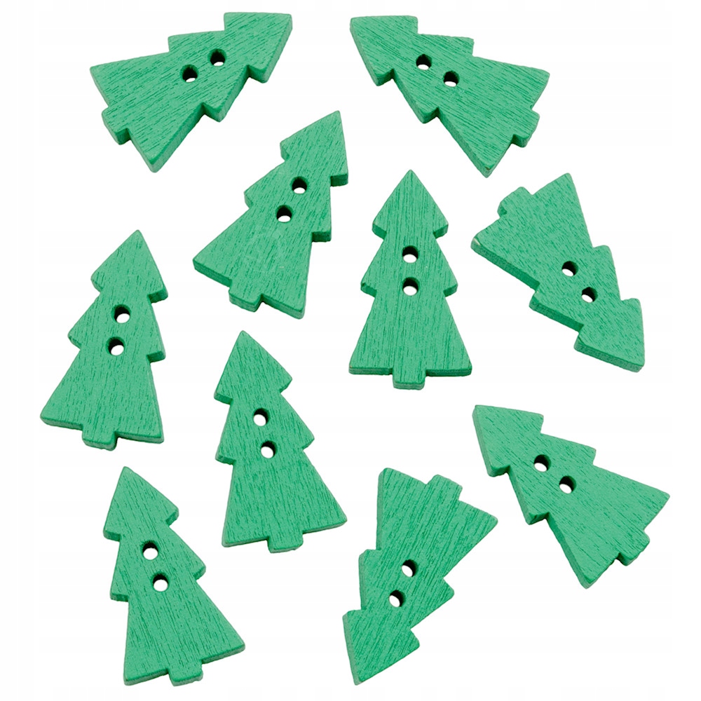 Guzik drewniany CHOINKA zielony 10szt.