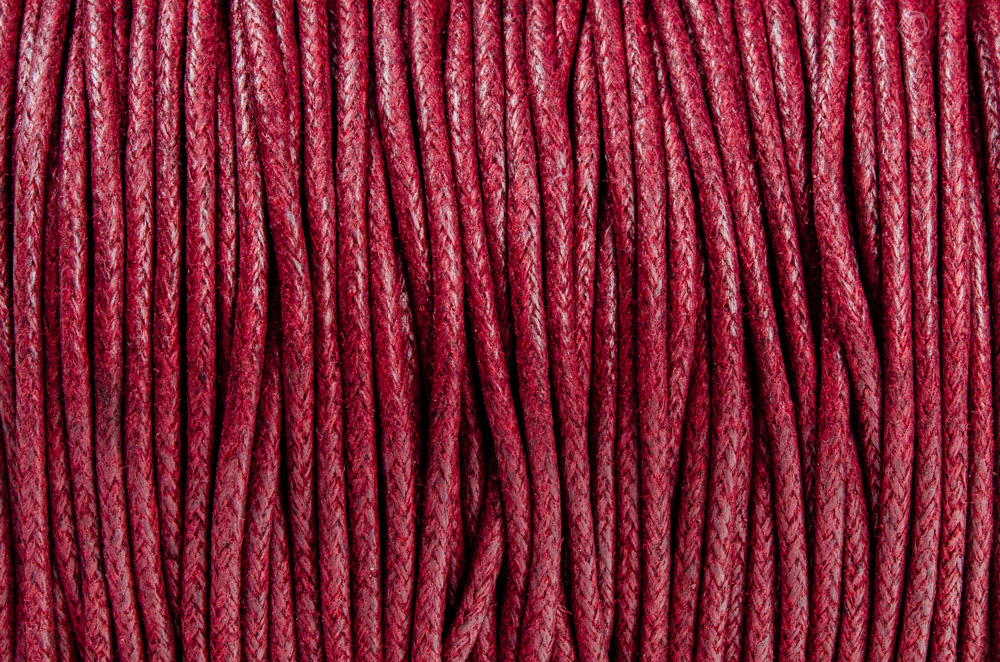 SZNUREK bawełniany woskowany 2mm bordowy 50m