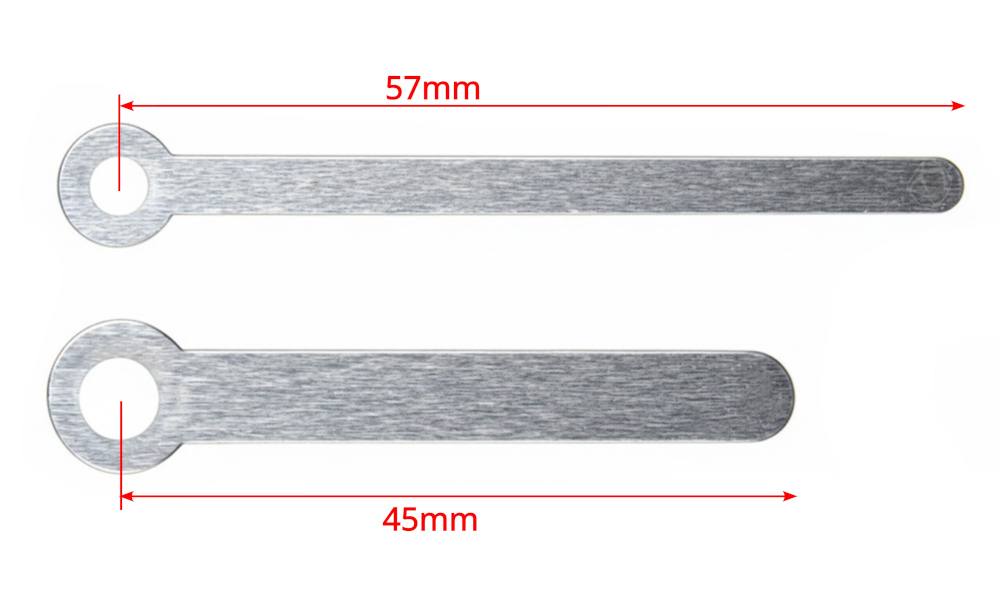 Wskazówki do mechanizmu zegara proste 45/57mm srebrne