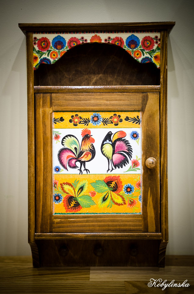 Szafka na KLUCZE retro decoupage PL 9 haczyków