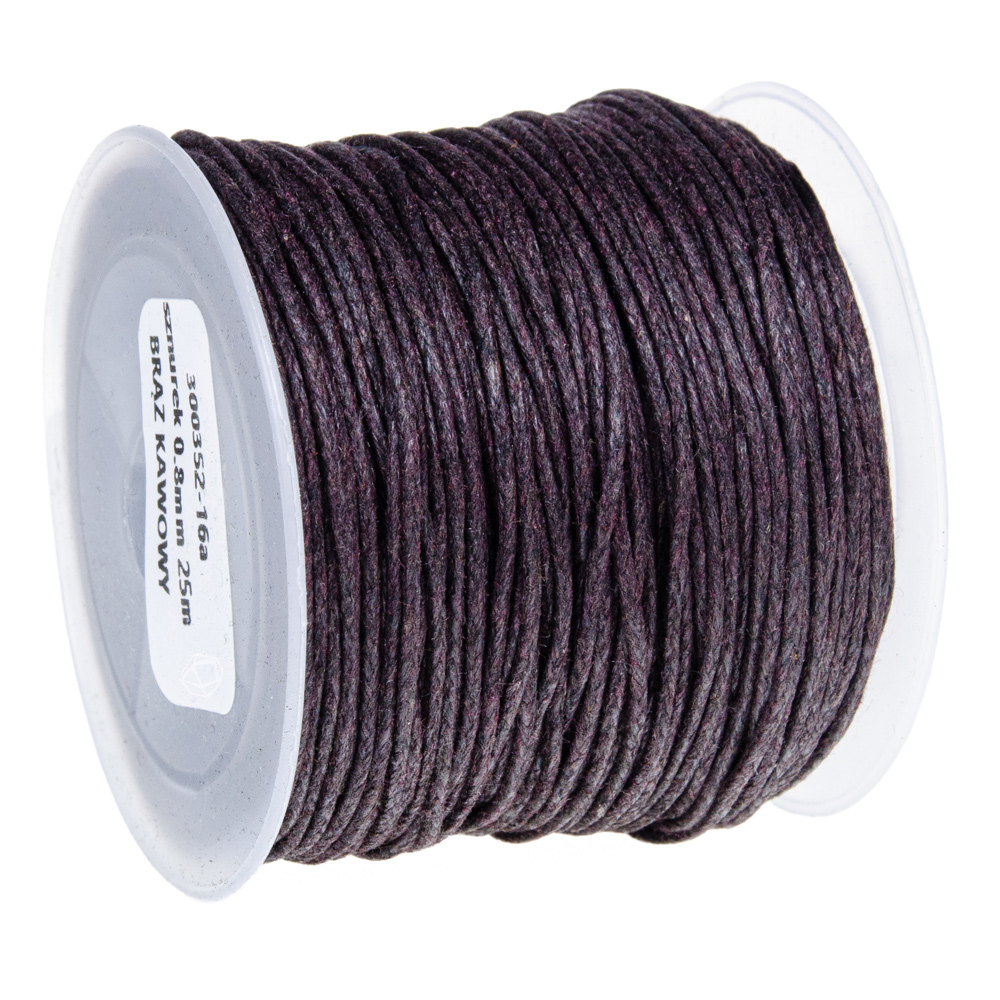 SZNUREK bawełniany woskowany 0.8mm 25m brązowy kawowy