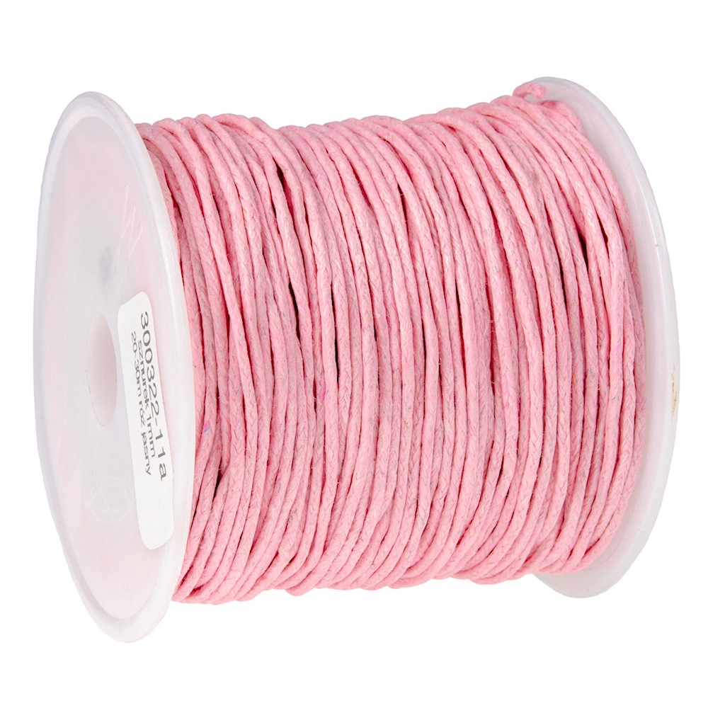 SZNUREK bawełniany woskowany 1mm jasny róż 20-30m