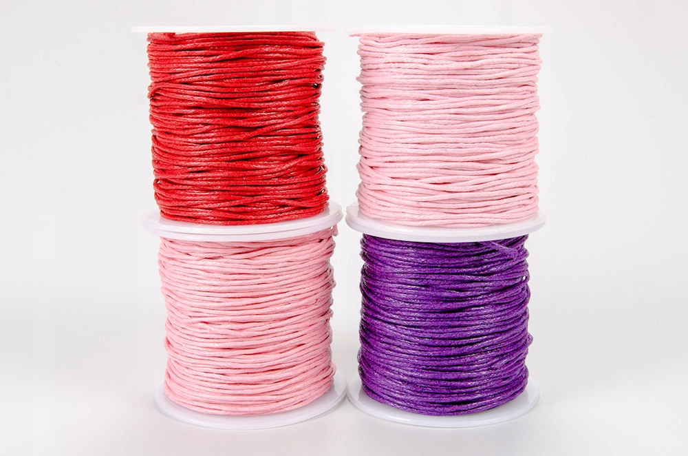 SZNUREK bawełniany woskowany 1mm jasny róż 20-30m