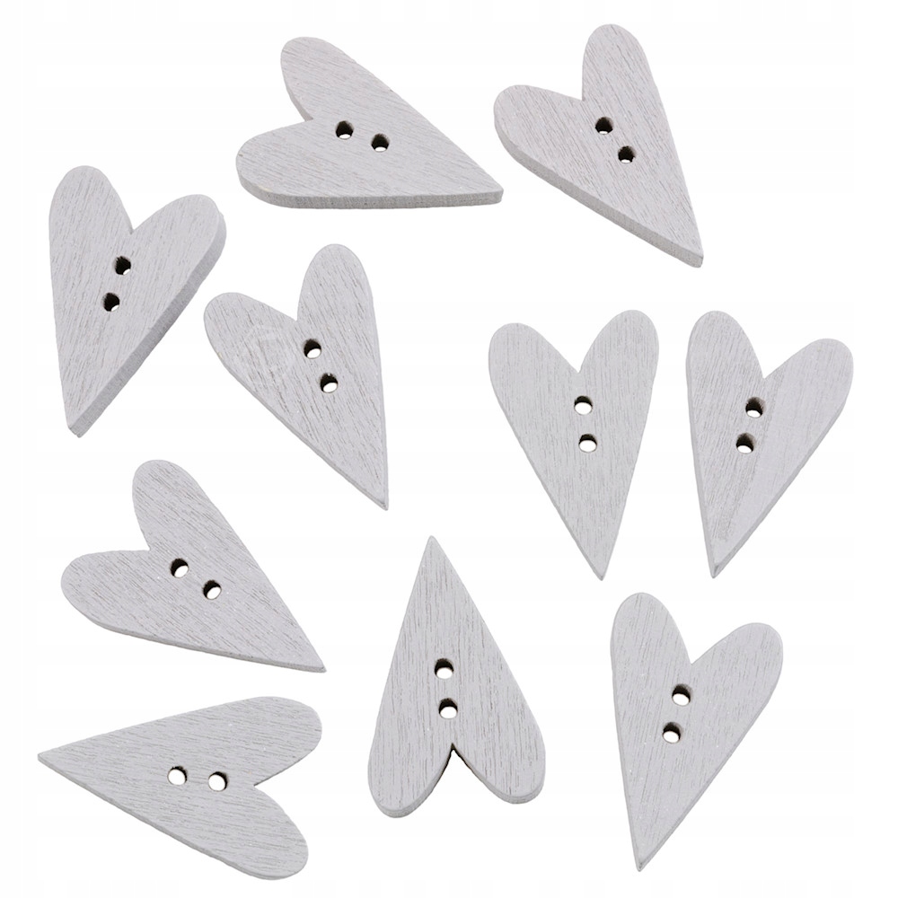 Guzik drewniany SERCE szary 10szt.