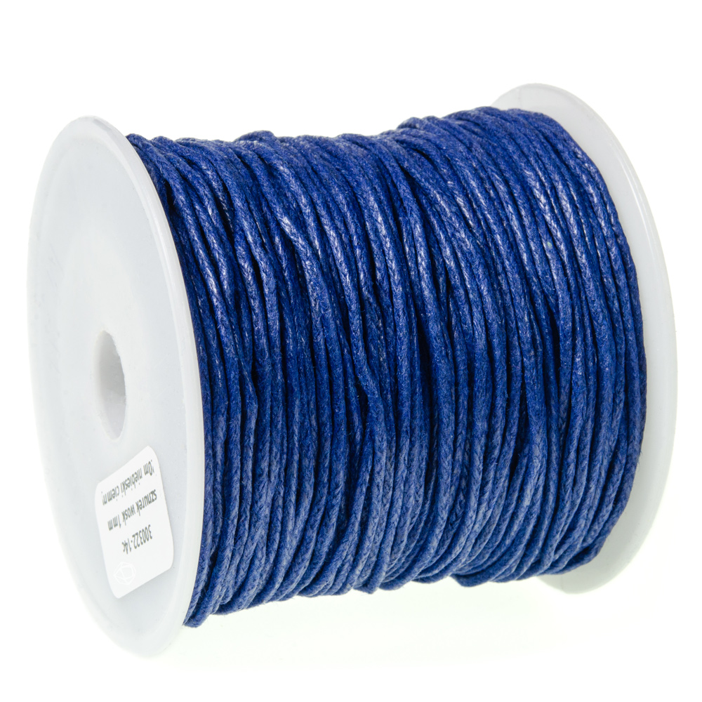 SZNUREK bawełniany woskowany 1mm niebieski ciemny 20-30m