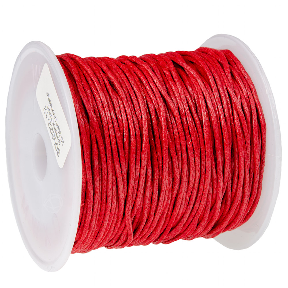 SZNUREK bawełniany woskowany 1mm czerwony 20-30m
