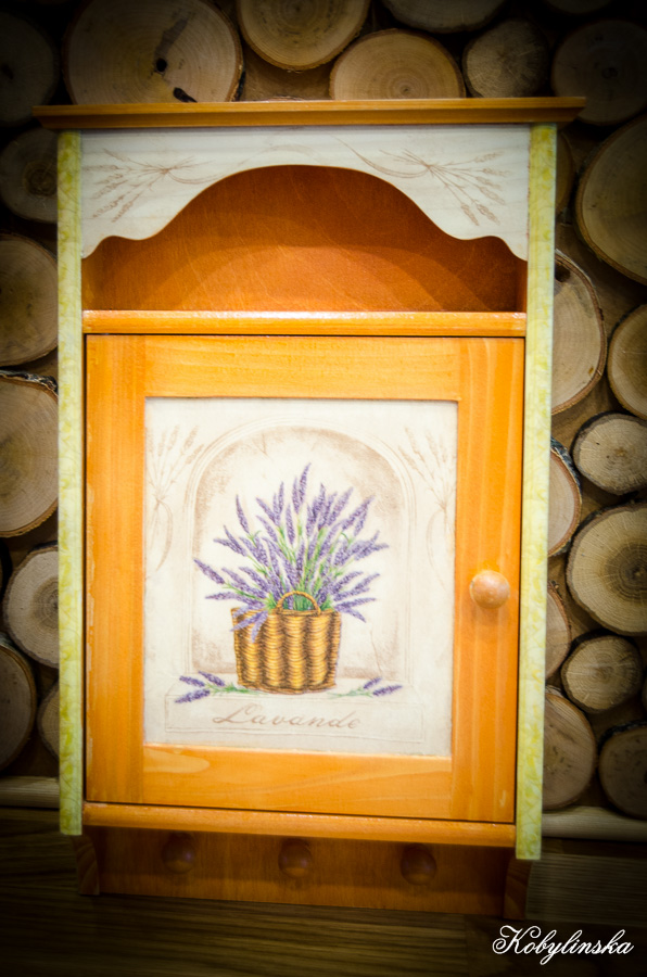 Szafka na KLUCZE retro decoupage PL 9 haczyków