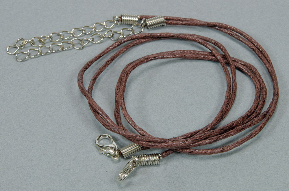 BAZA do naszyjnika sznurek woskowany z karabińczykiem 45cm brąz 2szt.