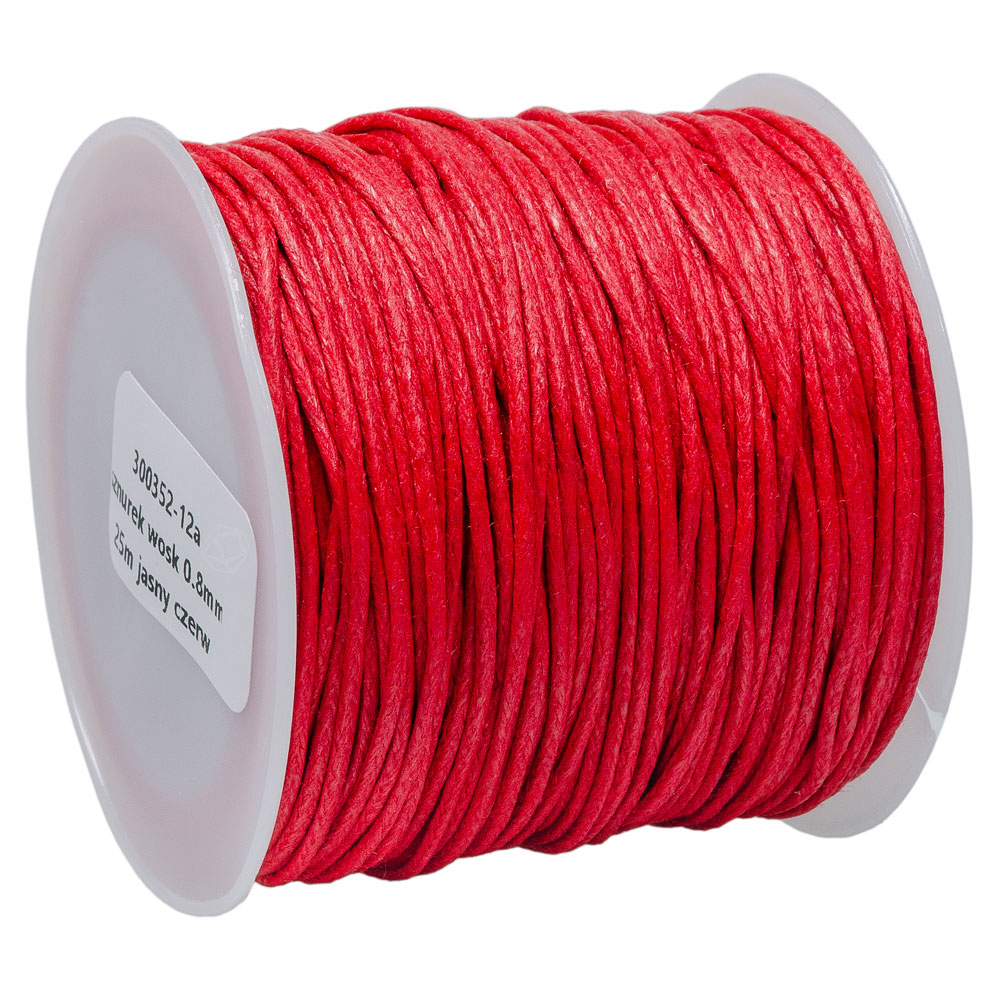 SZNUREK bawełniany woskowany 0.8mm 25m czerwony