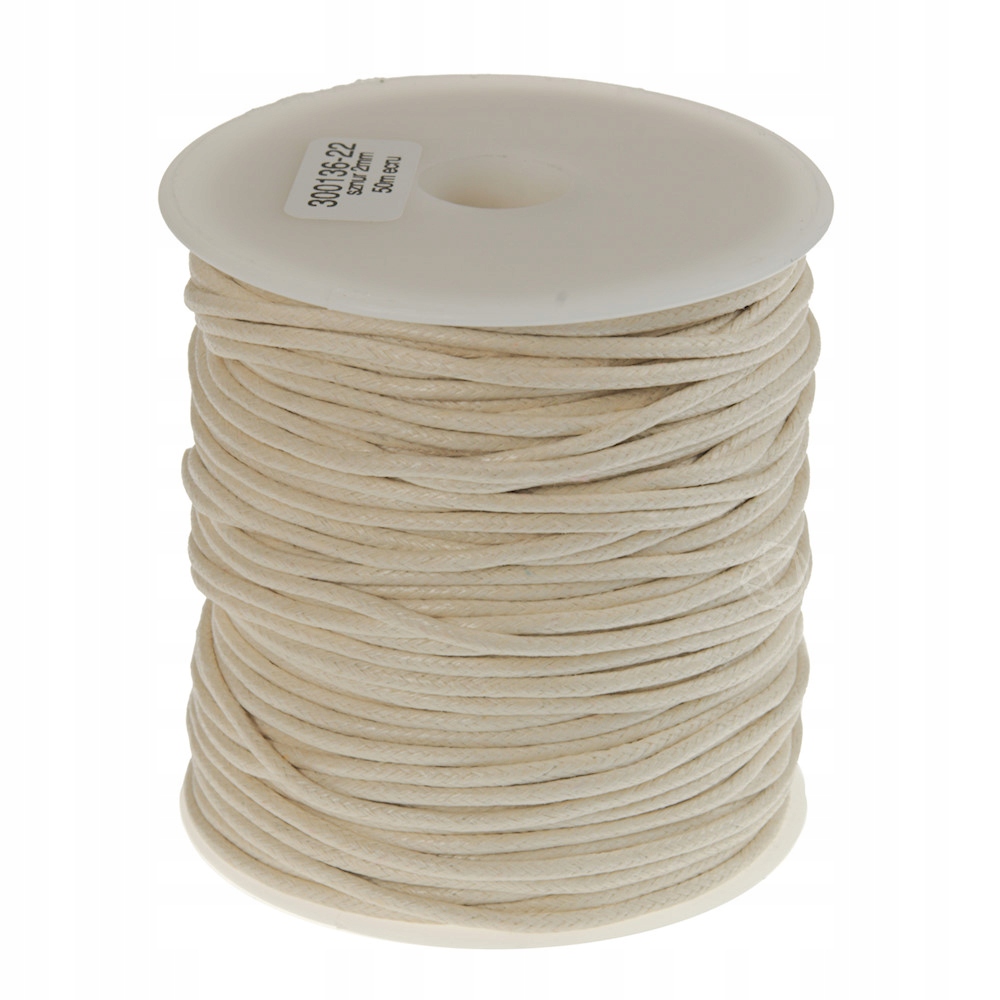 SZNUREK bawełniany woskowany 2mm ecru 50m