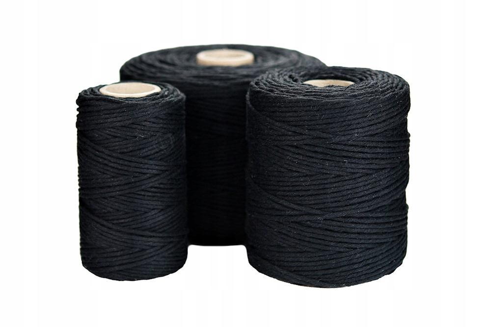 SZNUREK bawełniany czarny 2mm 100g 50m