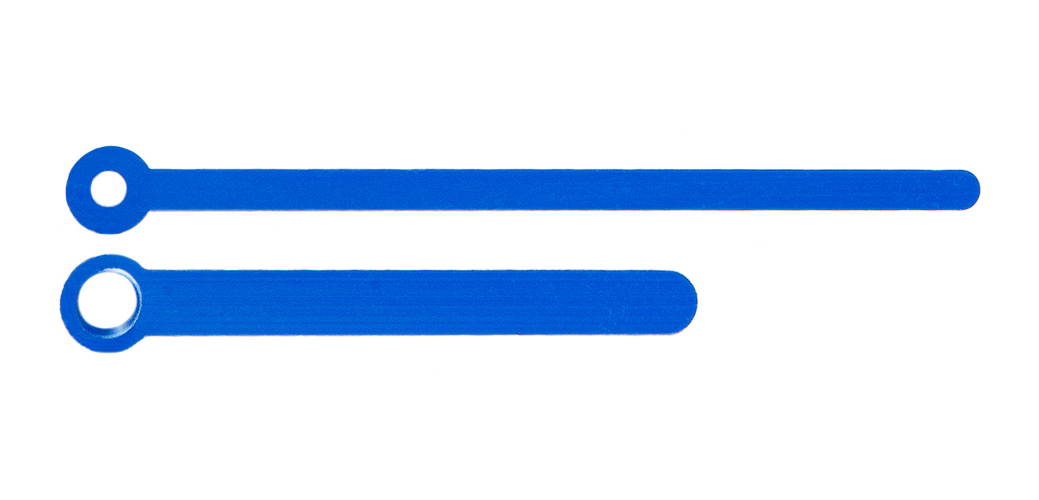 Wskazówki do mechanizmu zegara proste 55/82mm niebieskie