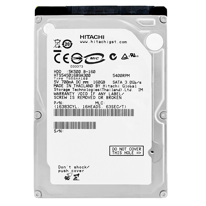Hitachi HTS545016B9A300 160GB 8Mb Cache 5400Rpm Sata II 2,5