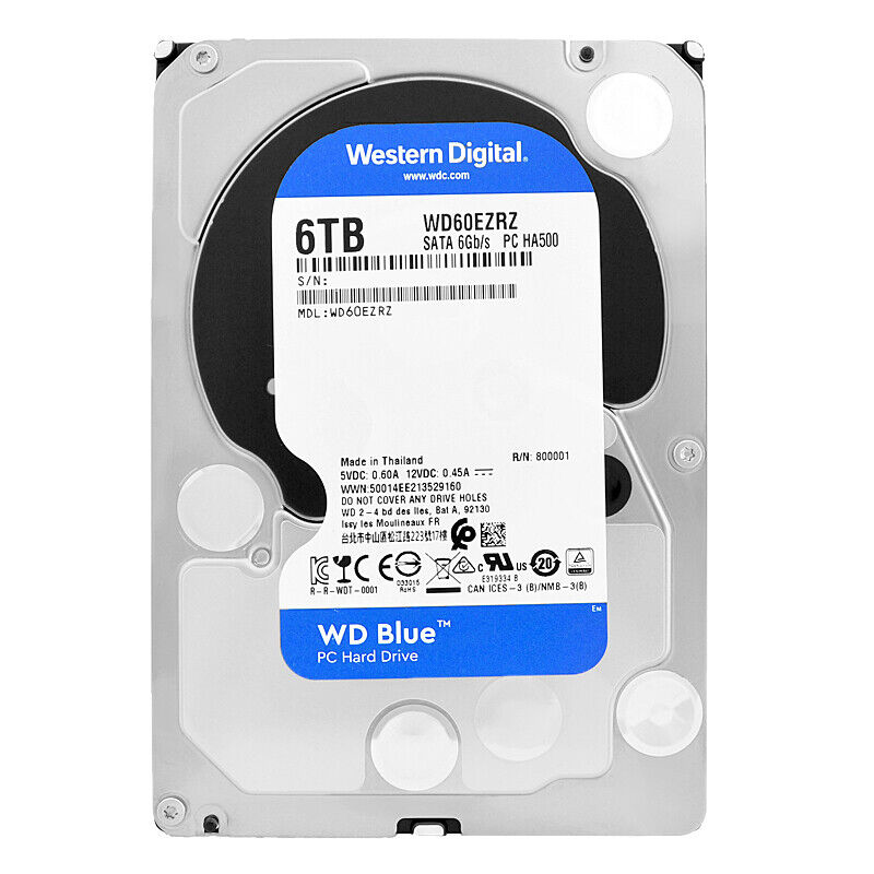 WD60EZRZ　6TB HDD　③ Festplatte Western Digital 6TB WD60EZRZ 64MB Cache 5400 Rpm Sata