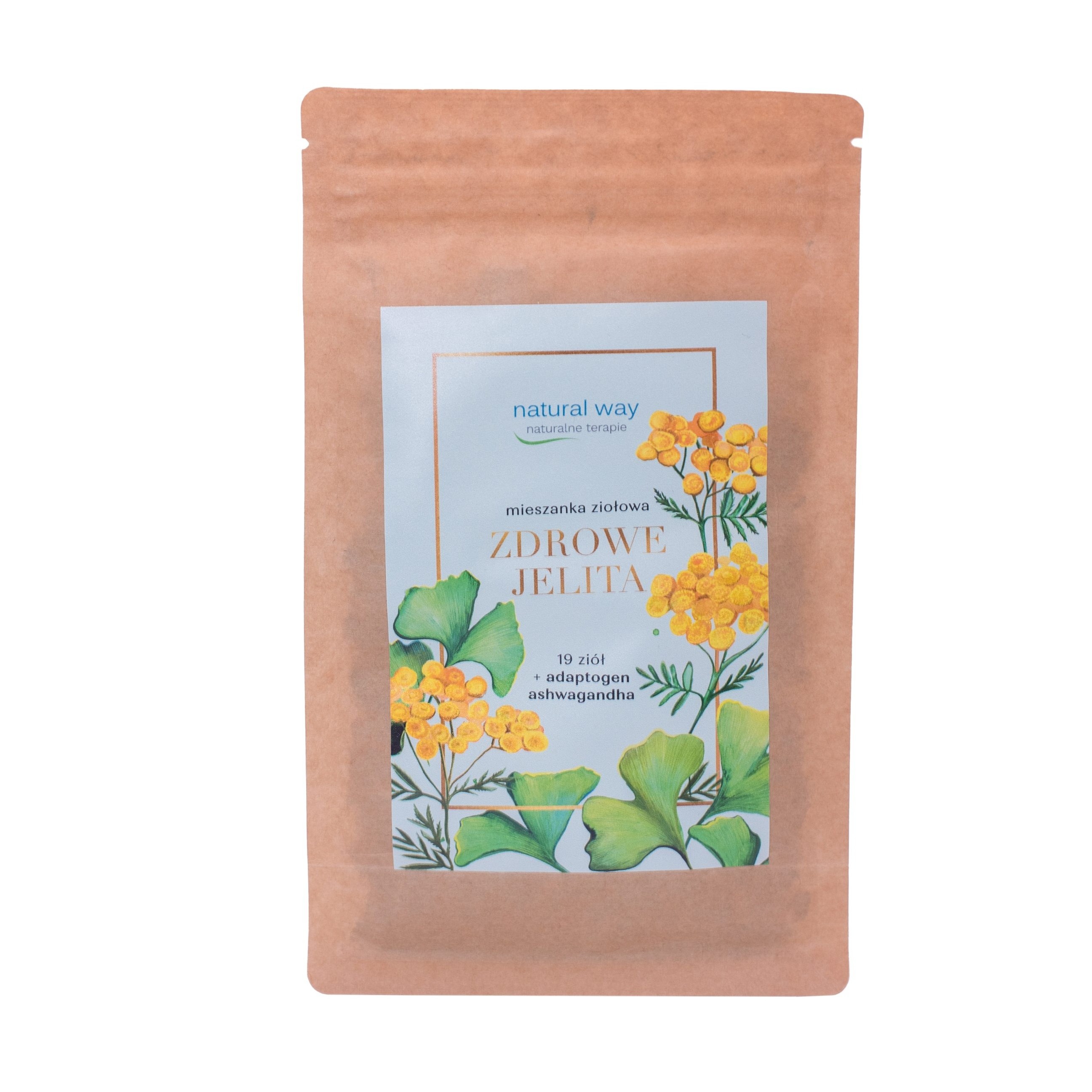 Herbata ziołowa na zdrowe jelita Natural Way 90 g – 19 ziół + adaptogen Ashwagandha 5 Herbata ziołowa na zdrowe jelita Natural Way 90 g – 19 ziół + adaptogen Ashwagandha - Natural Way