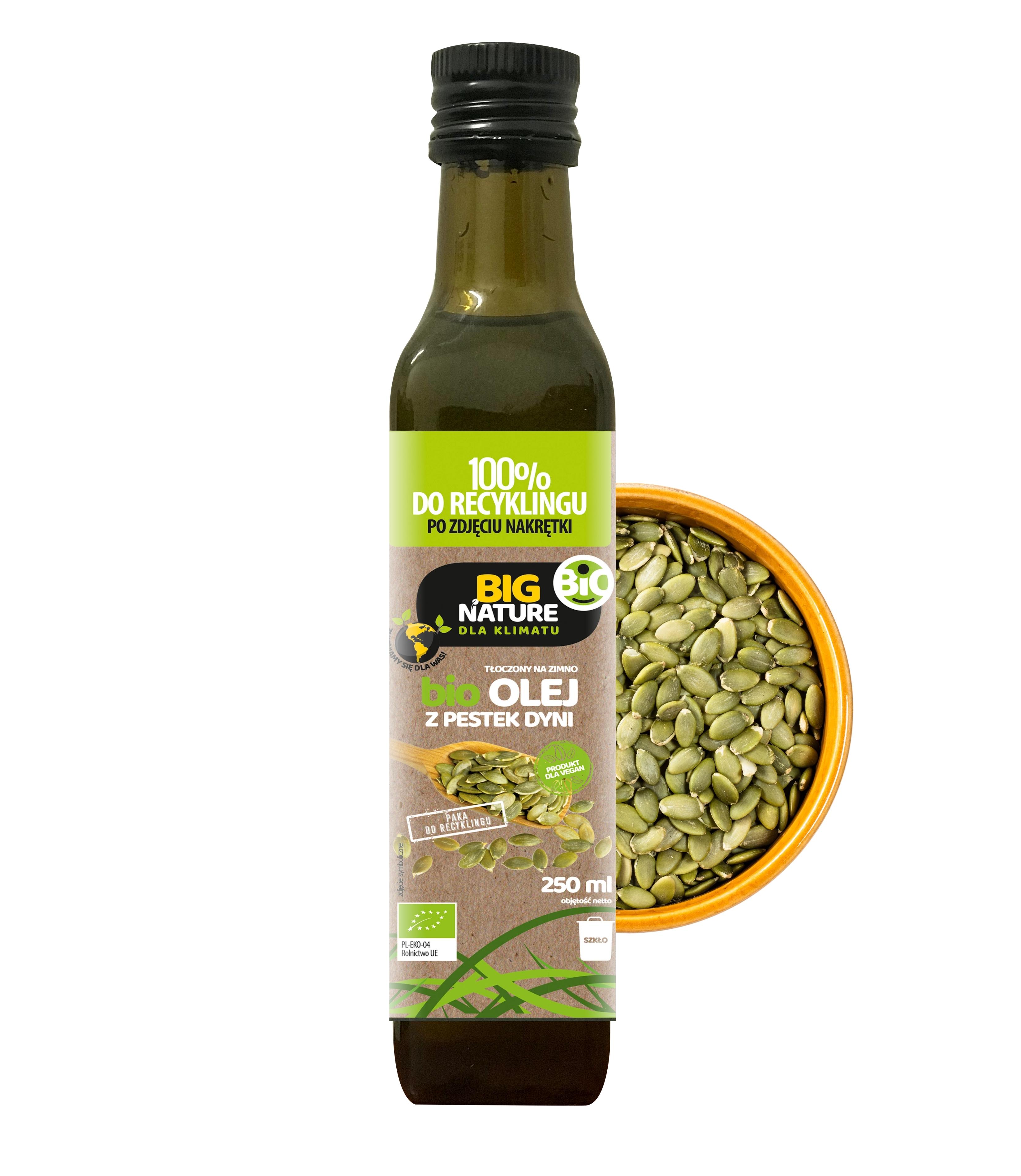 Olej z pestek dyni BIO tłoczony na zimno 250ml - BIG NATURE
