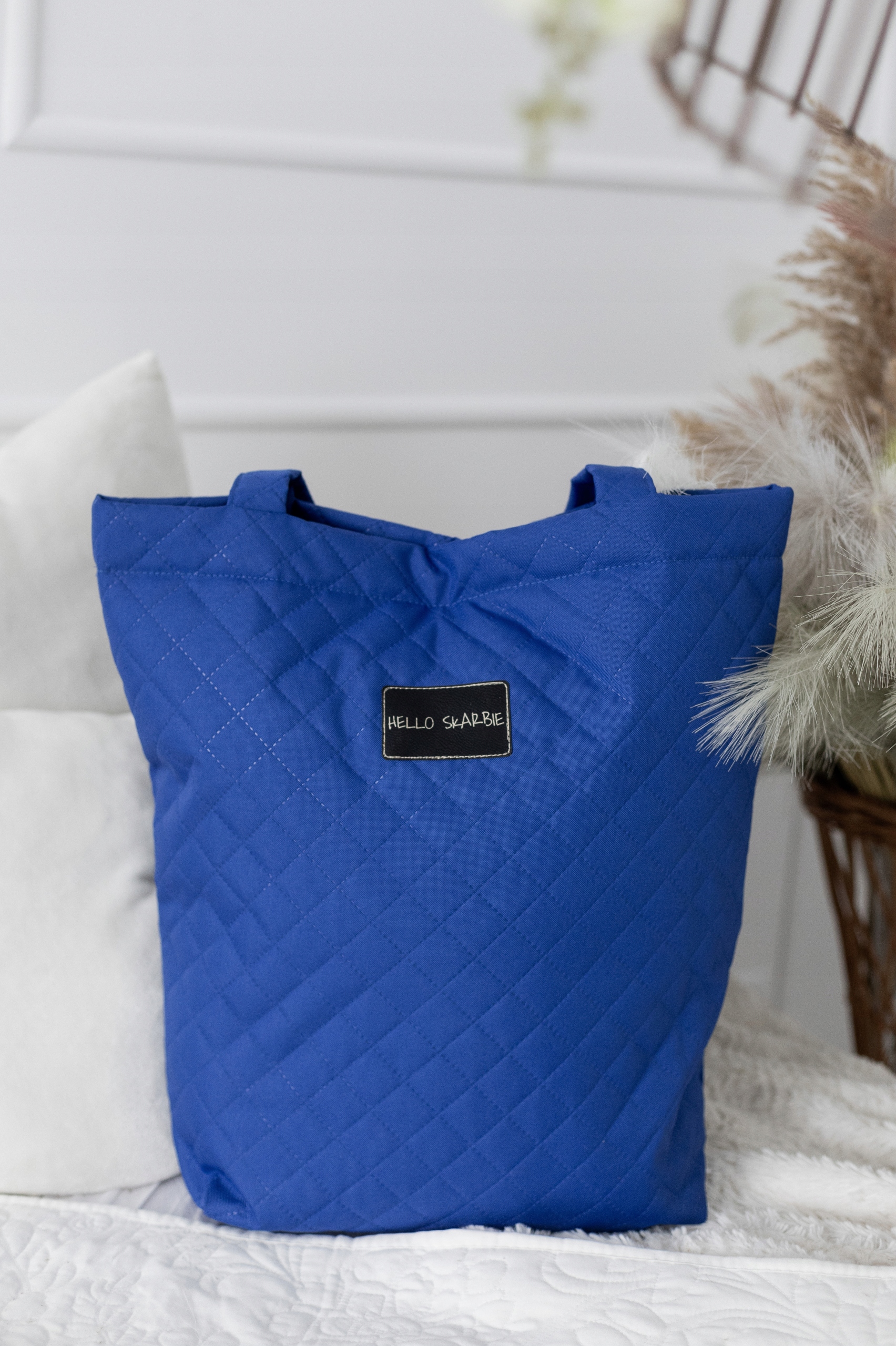 Pojemna torba do szpitala niebieska dla mamy wyprawka poród rozm. L