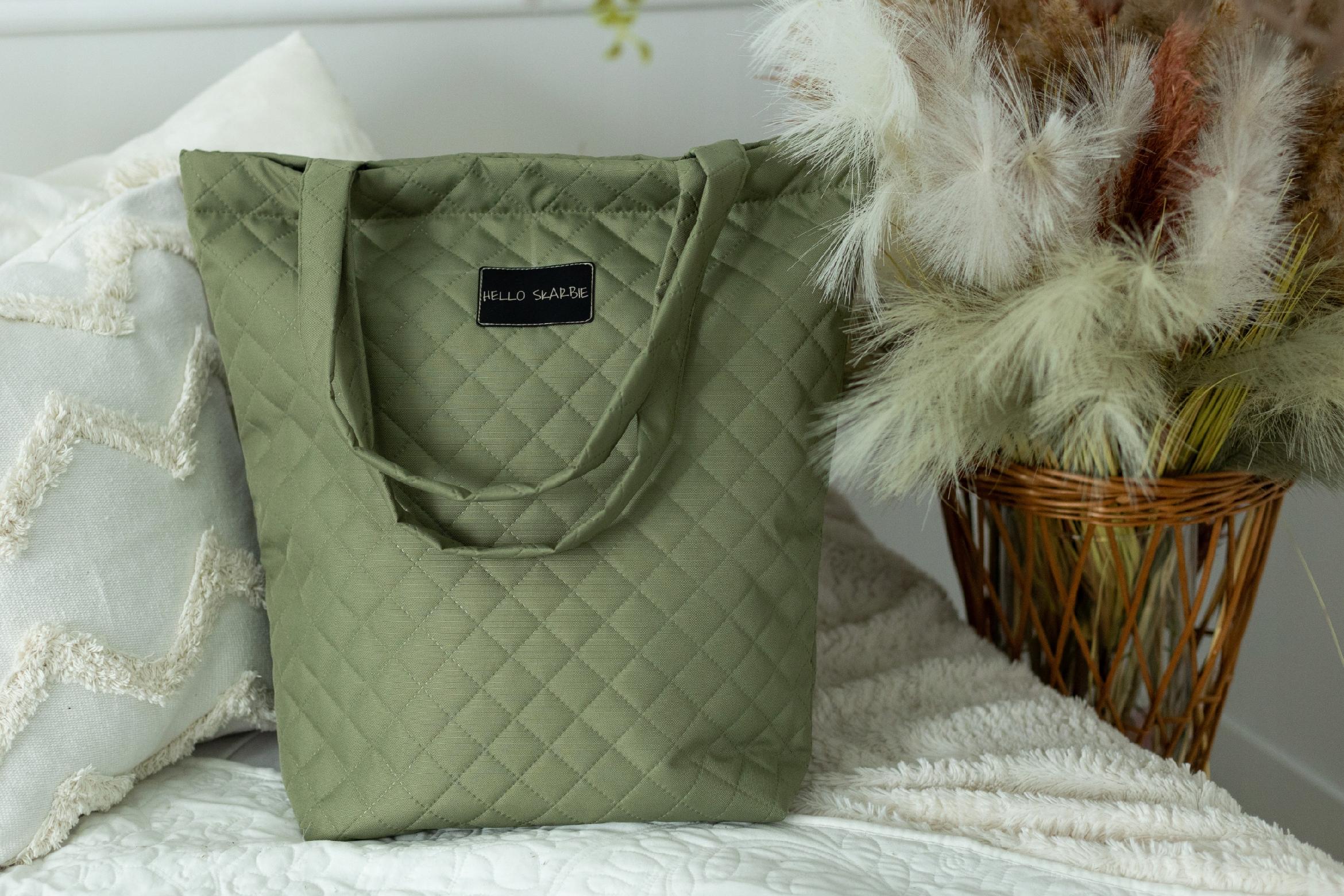 Pojemna torba do szpitala oliwkowa dla mamy  wyprawka poród rozm. L