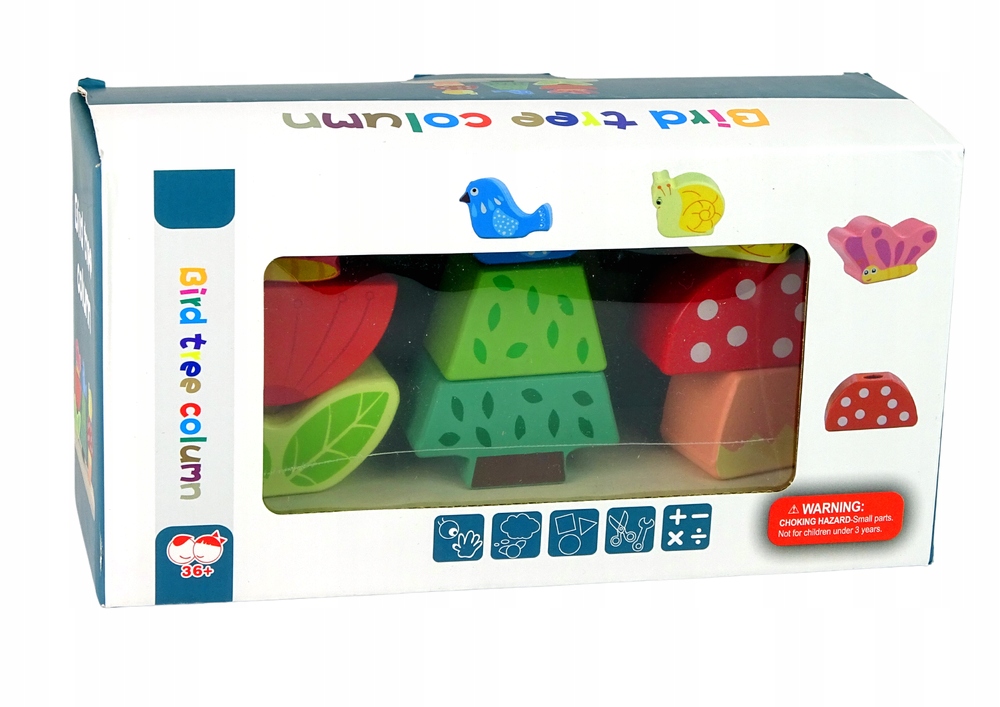 Drewniane Klocki Układanka Kwiat Motyl Ptak