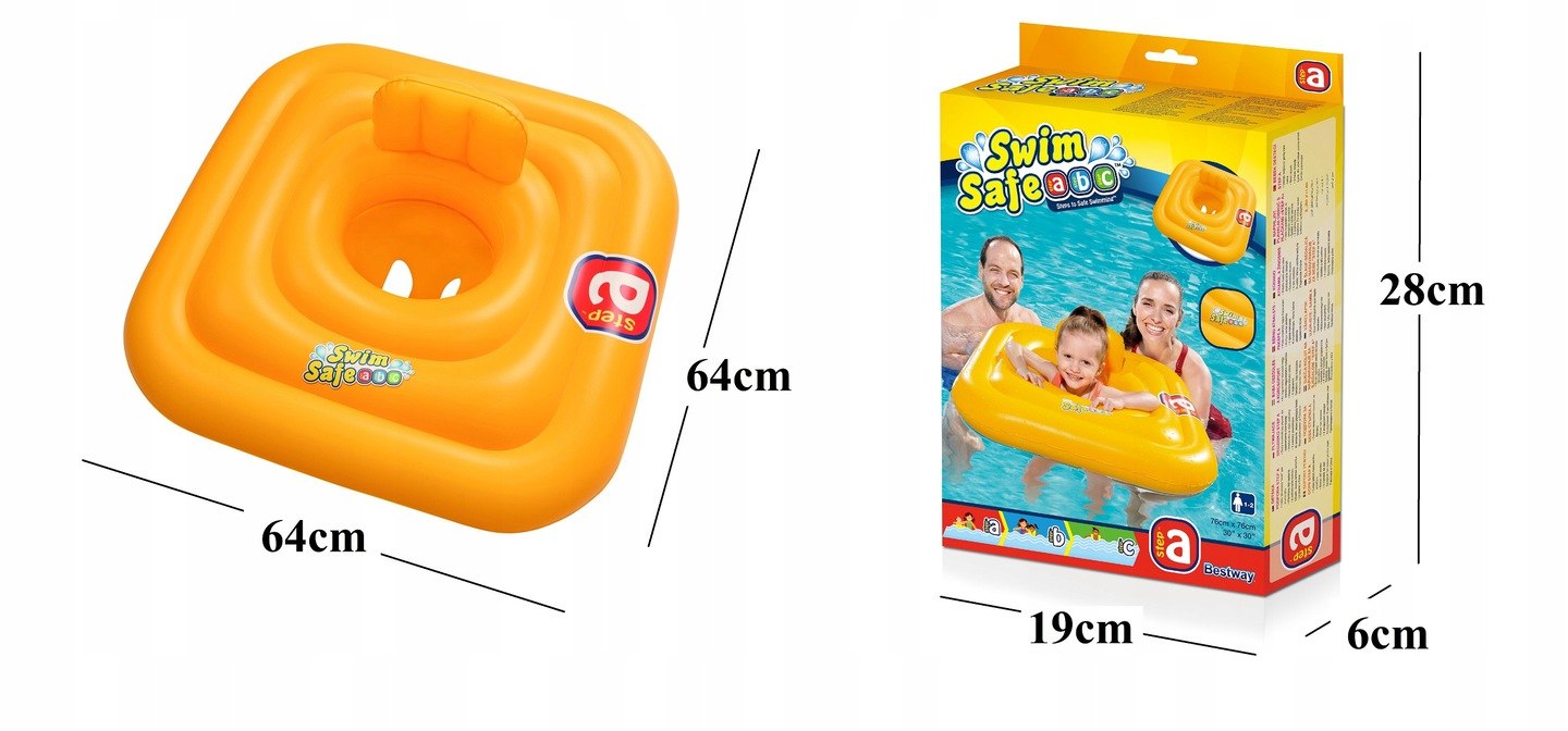 Siedzisko Kółko Do Pływania Dla Najmłodszych Kwadrat Swim Safe Step A 76cm