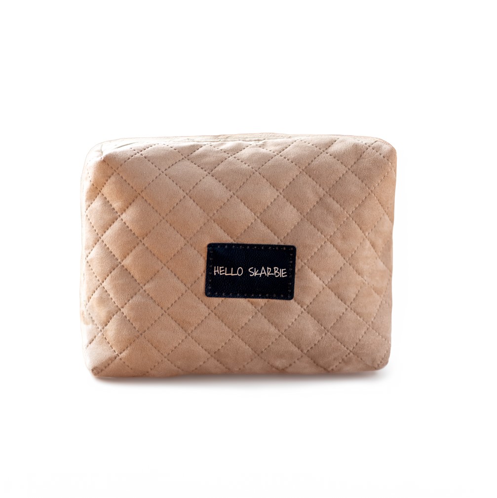 Kosmetyczka do szpitala beżowa dla mam dziecka poród wyprawka