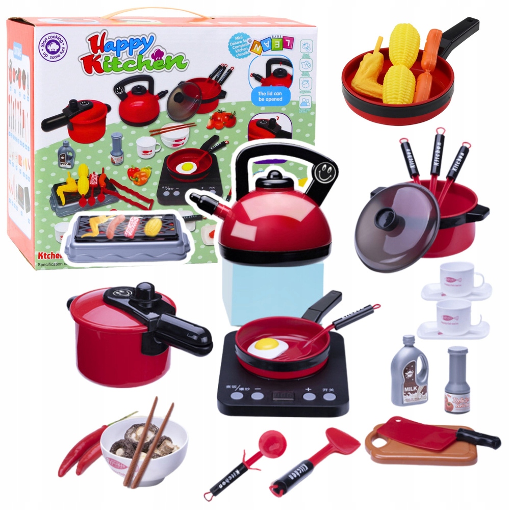 Zestaw Kuchenny Garnki Jedzenie Płyta Na Baterie Akcesoria 36el