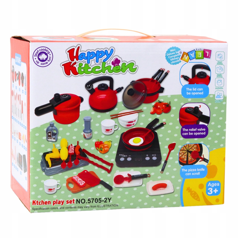 Zestaw Kuchenny Garnki Jedzenie Płyta Na Baterie Akcesoria 36el