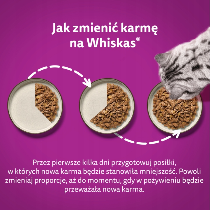 WHISKAS JUNIOR MOKRA KARMA DLA KOCIĄT WOŁOWINA KURCZAK W SOSIE 4 X 85 G
